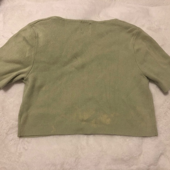 Princess Poly Sage Green Button Front Cropped Top - Picture 3 of 5